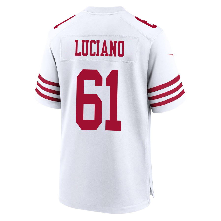 Corey Luciano 61 San Francisco 49ers NFC Champions Patch Game White NFL Jersey Men's