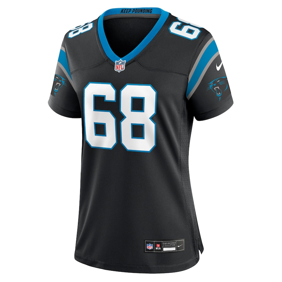 Damien Lewis 68 Carolina Panthers Game Black NFL Jersey Women's