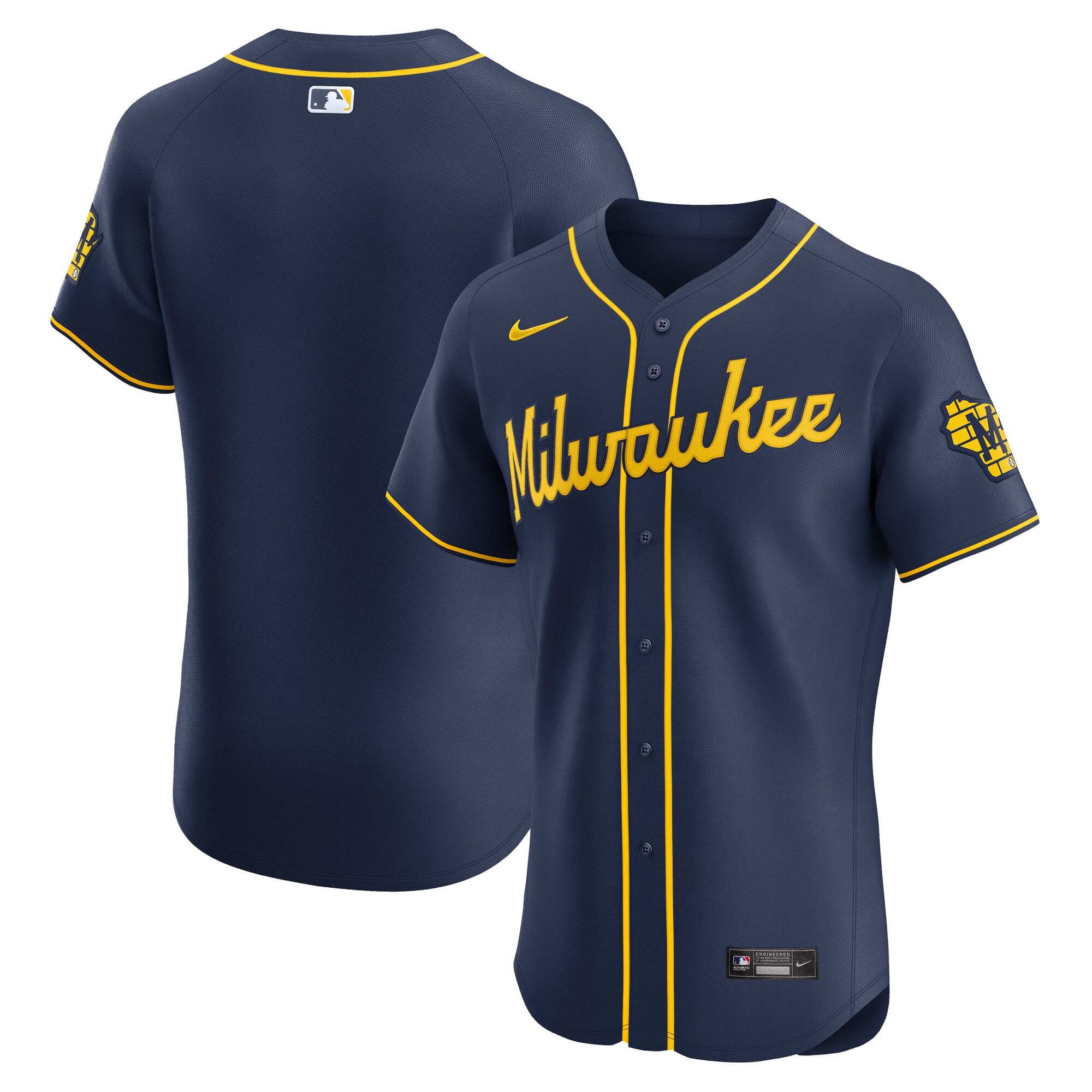 Milwaukee Brewers Navy Alternate Vapor Premier Elite Patch MLB Jersey Men's