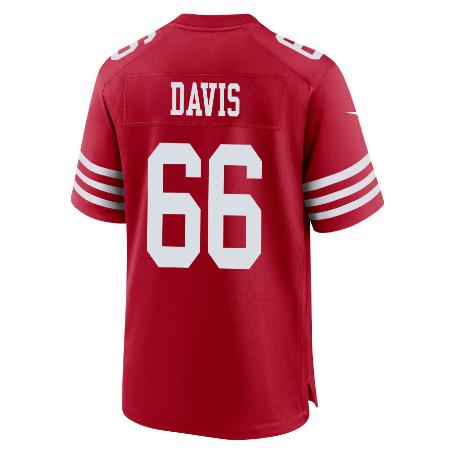 Jesse Davis 66 San Francisco 49ers Super Bowl LVIII Patch Game Scarlet NFL Jersey Men's