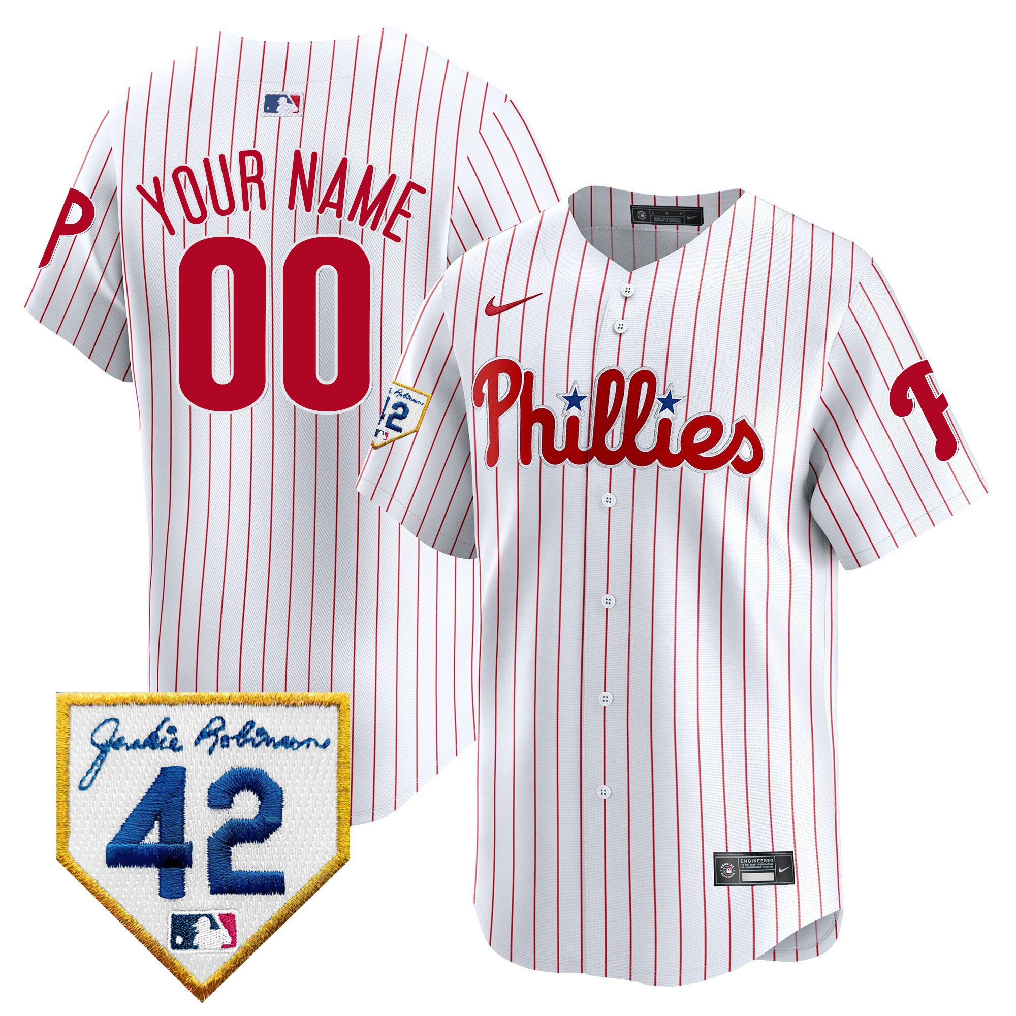 Philadelphia Phillies 2024 Jackie Robinson Patch Custom White MLB Jersey Men's