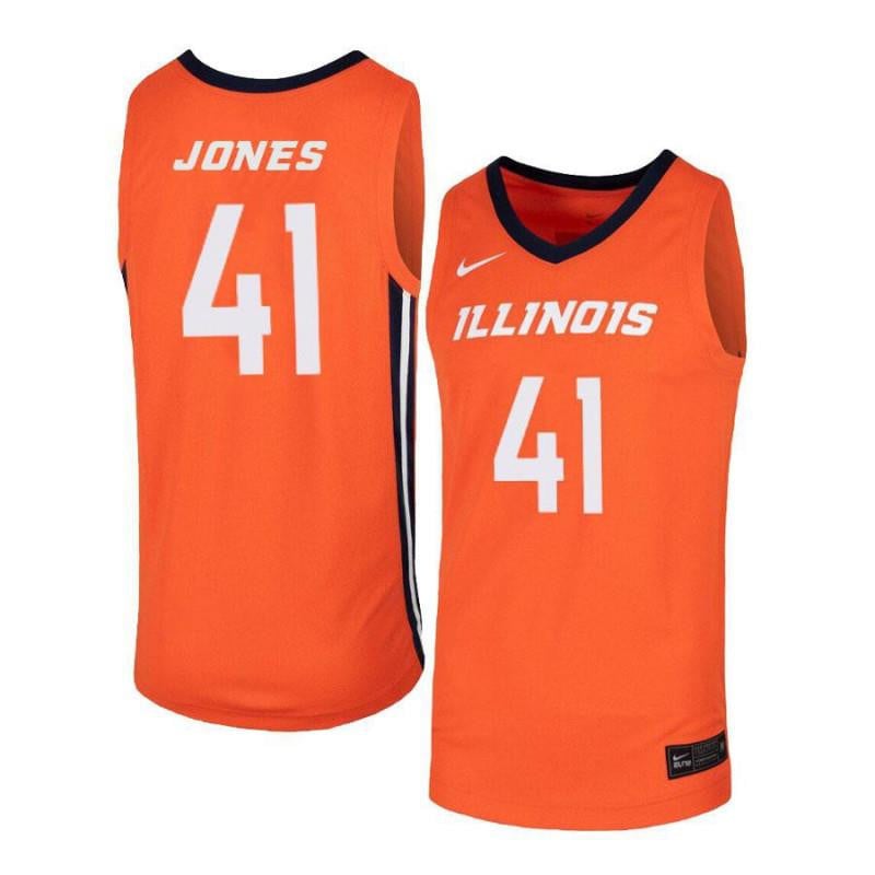 41 Clayton Jones Orange Elite Illinois Fighting Illini NCAA Jersey Men's