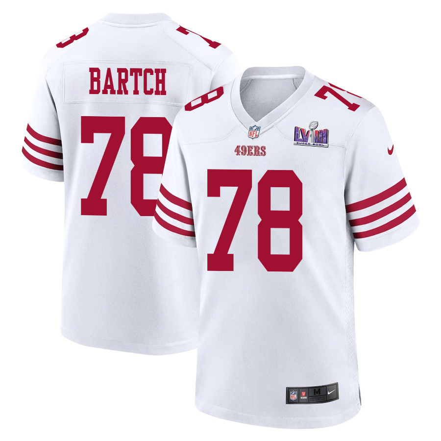 Ben Bartch 78 San Francisco 49ers Super Bowl LVIII Patch Game White NFL Jersey Men's