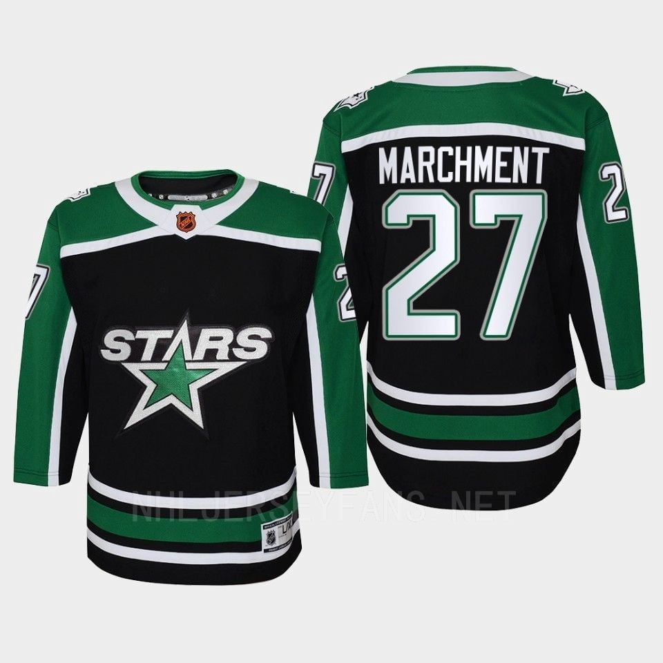 Dallas Stars 27 Mason Marchment Reverse Retro Black Equipment, NHL Jersey Youth