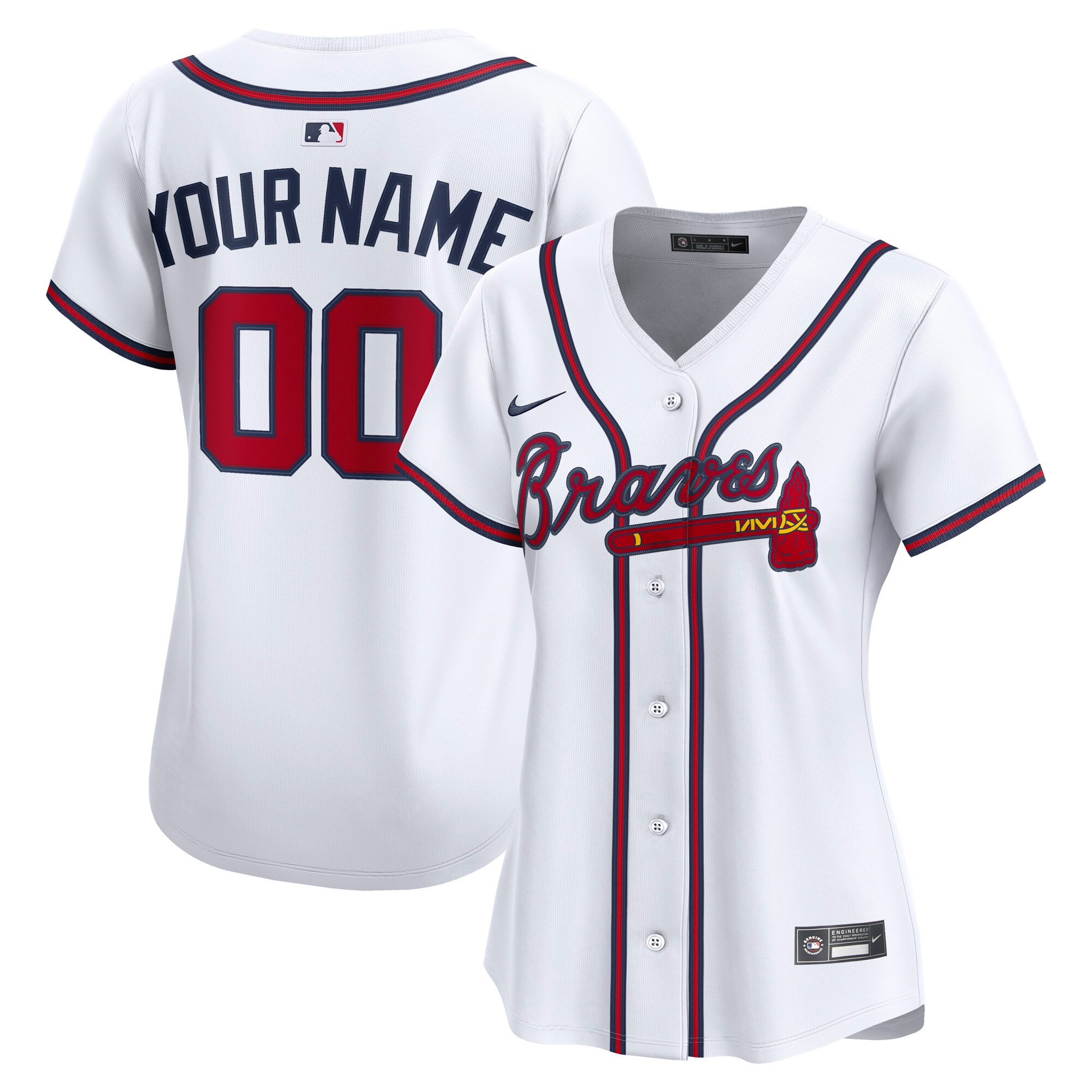 Atlanta Braves White Home Limited Custom MLB Jersey Women's