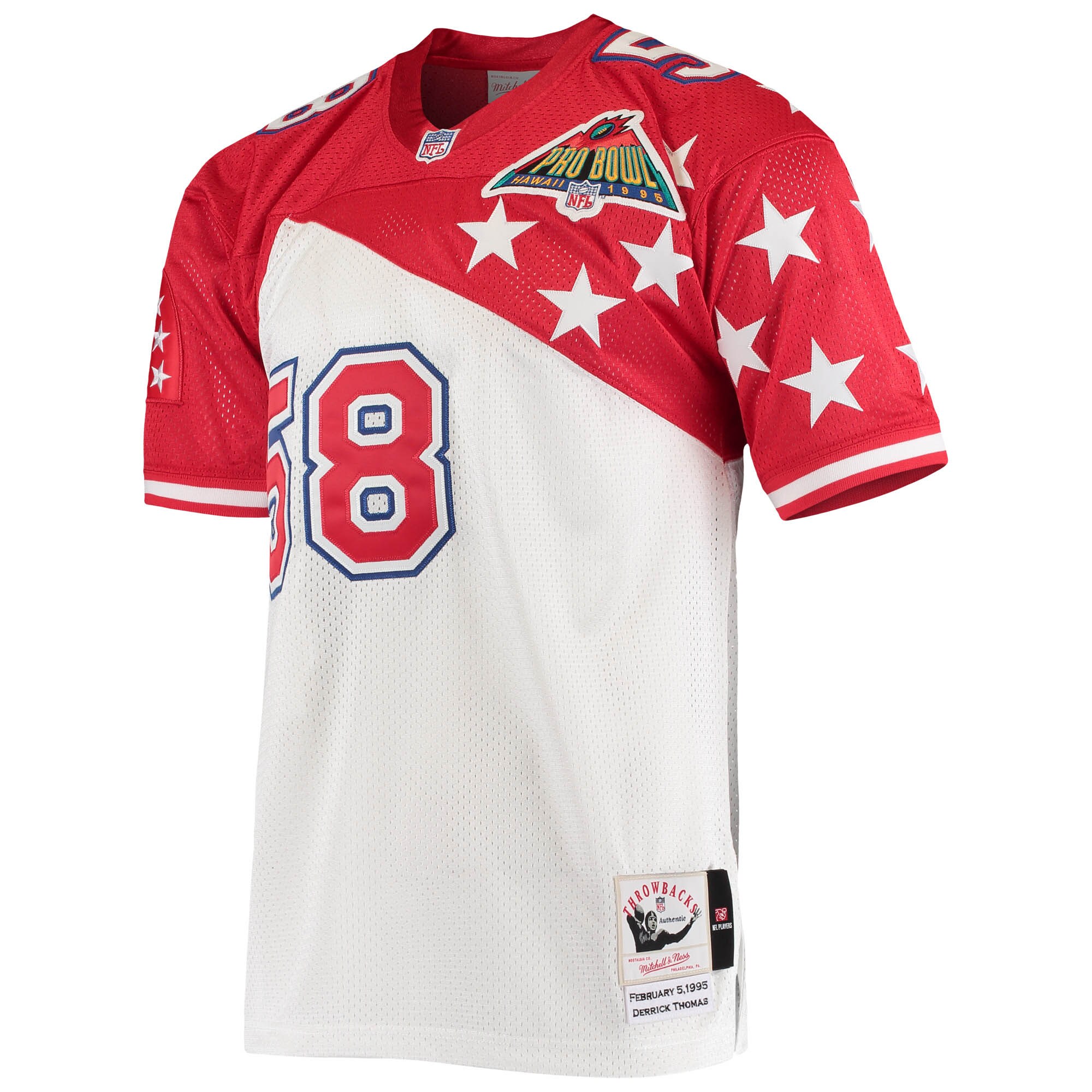 AFC Derrick Thomas Mitchell Ness White/Red 1995 Pro Bowl NFL Jersey Men's