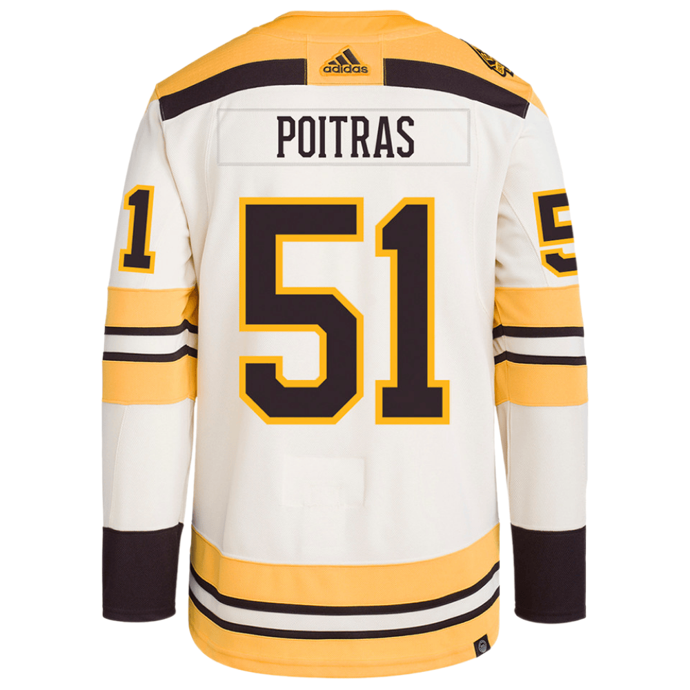 Matthew Poitras 51 Boston Bruins 100th Anniversary Primegreen Third Cream NHL Jersey Men's