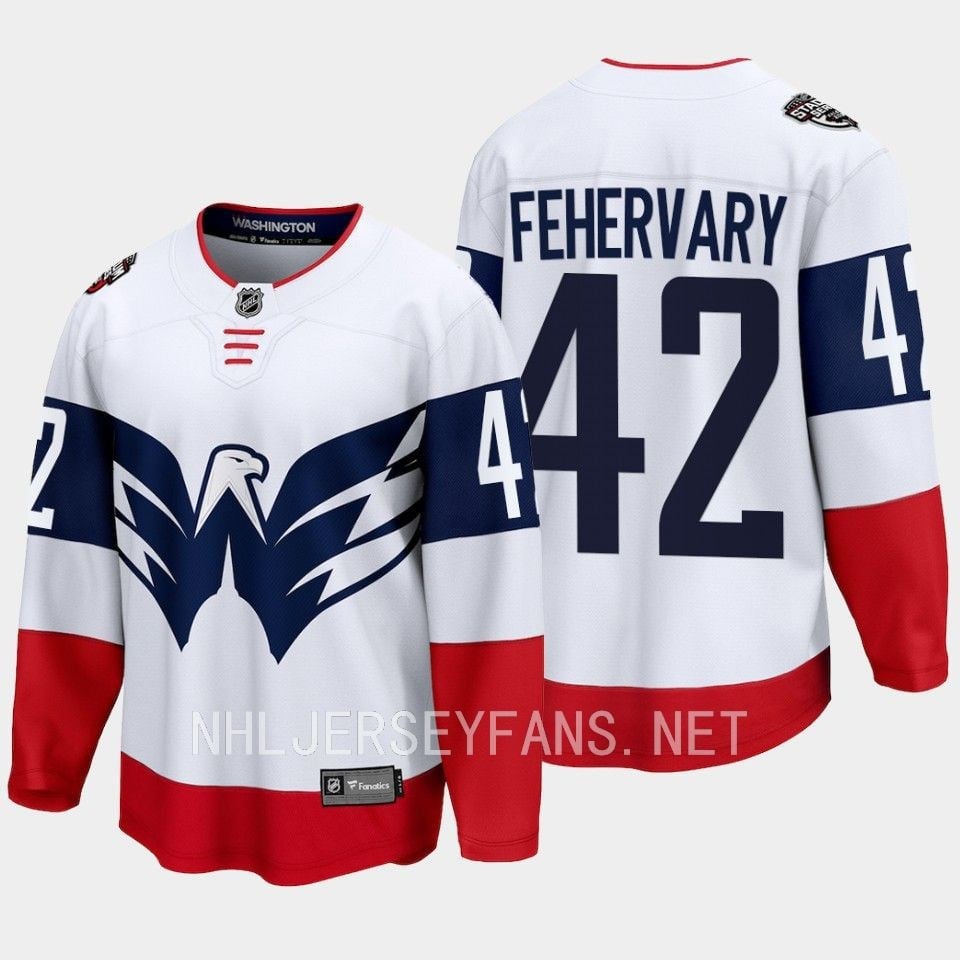 Martin Fehervary 42 Washington Capitals 2023 Stadium White Primegreen NHL Jersey Men's