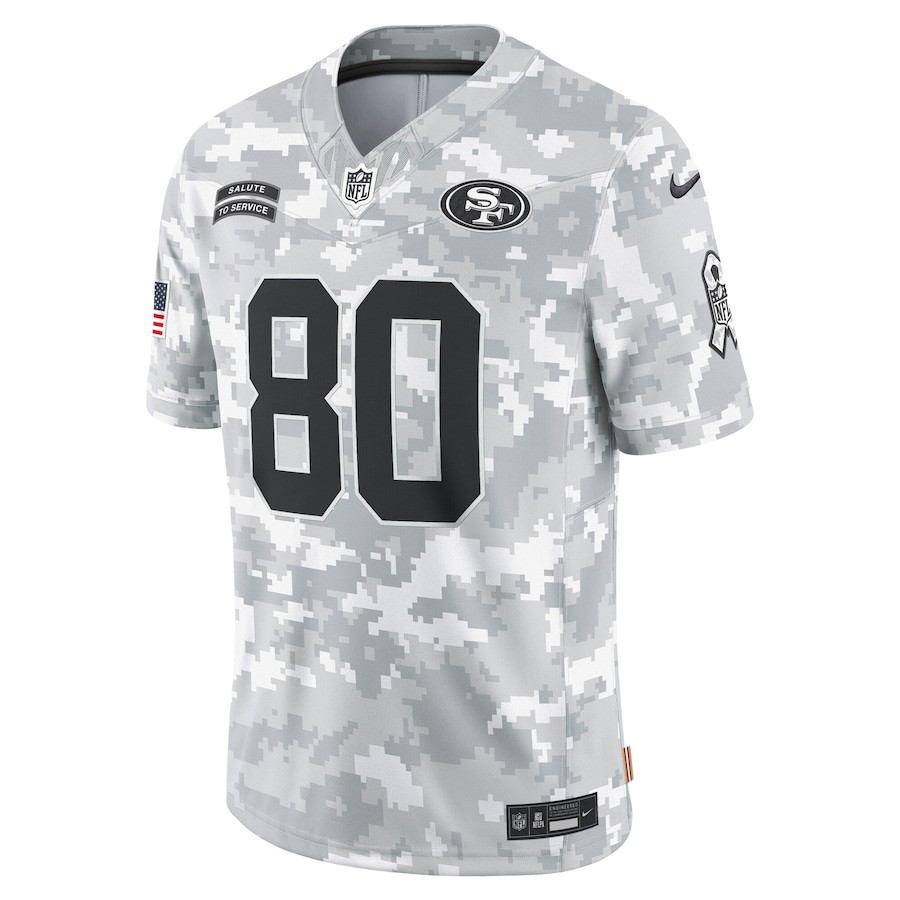 Jerry Rice 80 San Francisco 49ers 2024 Salute to Service Retired Player Limited Arctic Camo NFL Jersey Men's