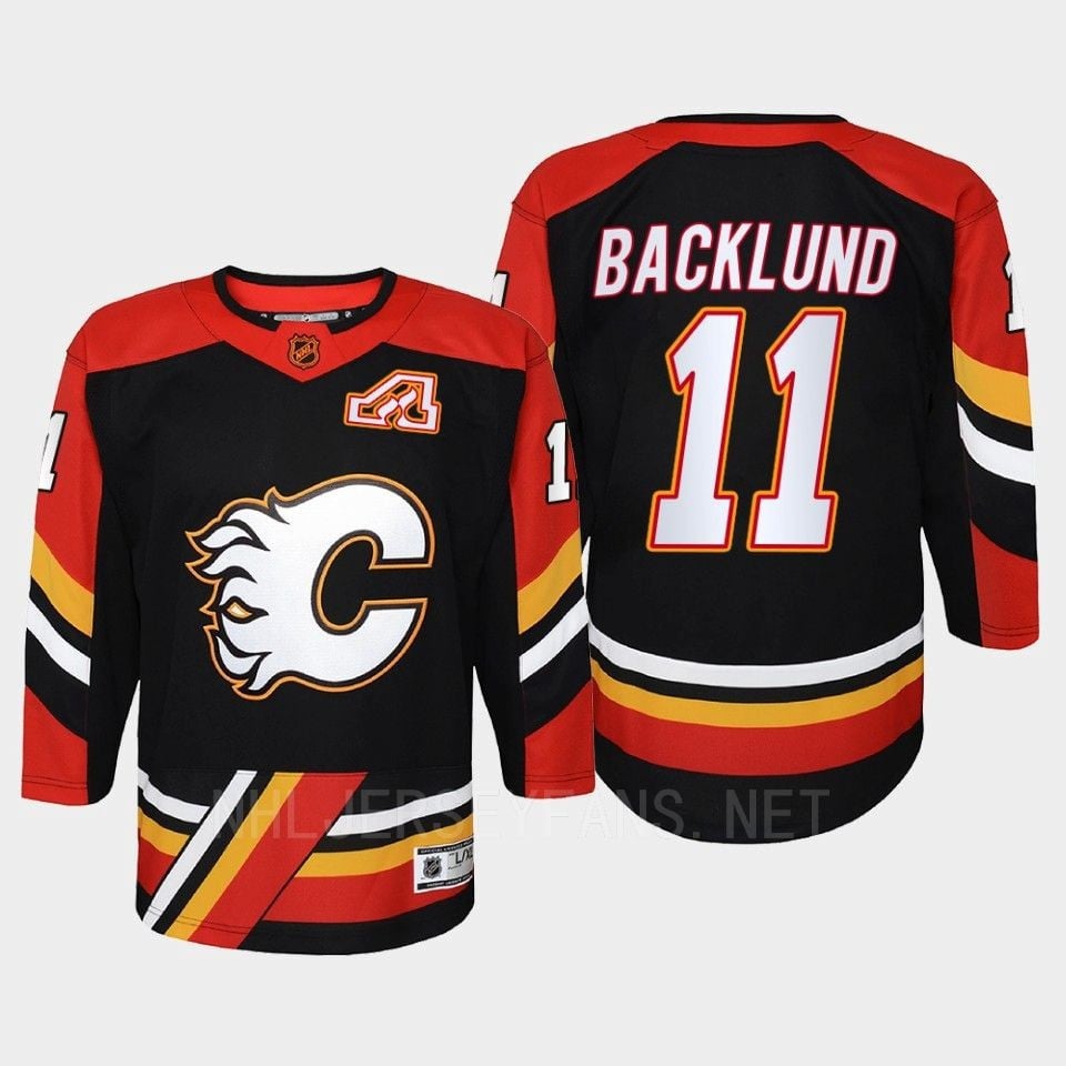 Mikael Backlund 11 Calgary Flames 2022 Special Edition 2.0 Retro Black NHL Jersey Youth