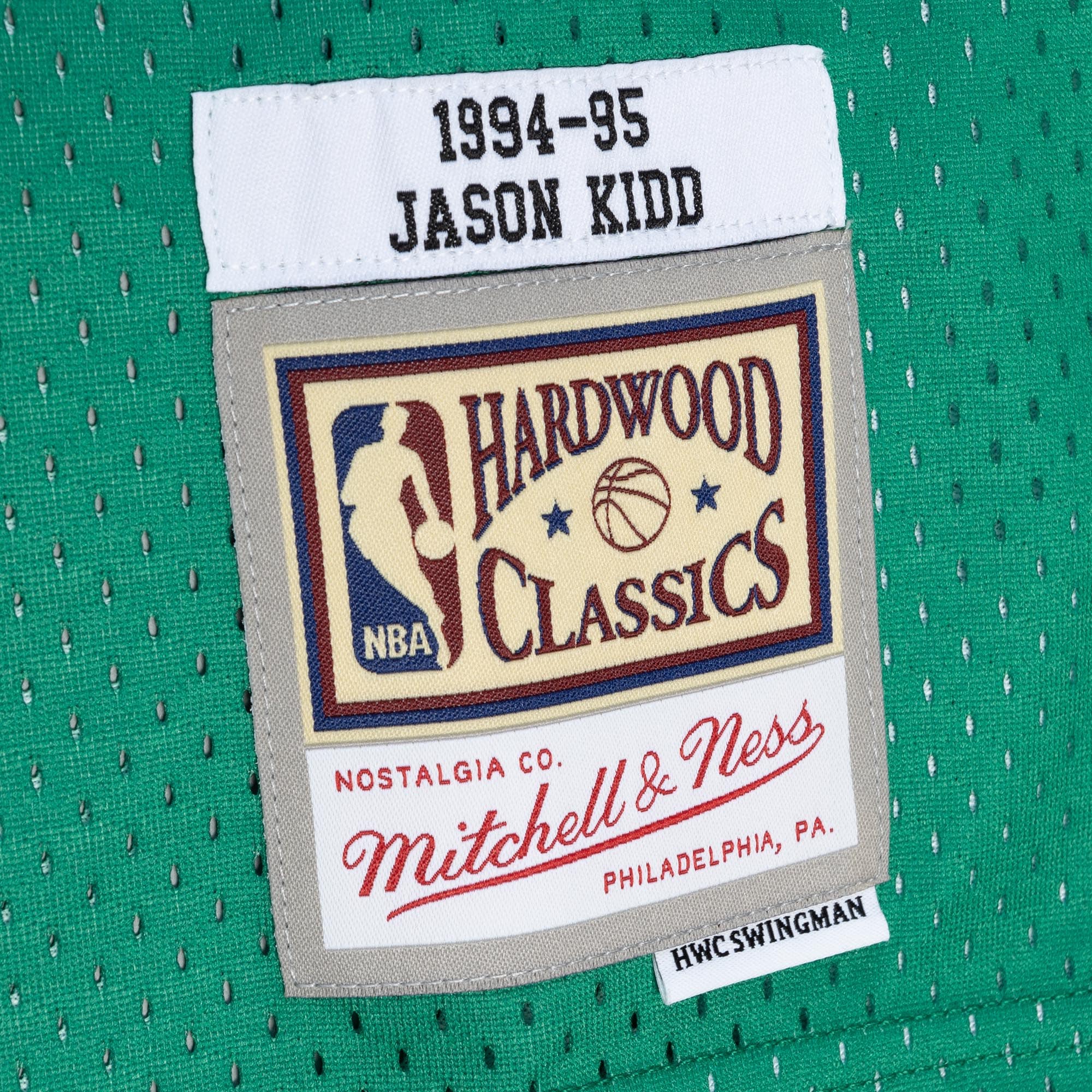 Mitchell Ness Jason Kidd Blue/Green Dallas Mavericks Hardwood Classics 1994/95 Split Swingman NBA Jersey Men's