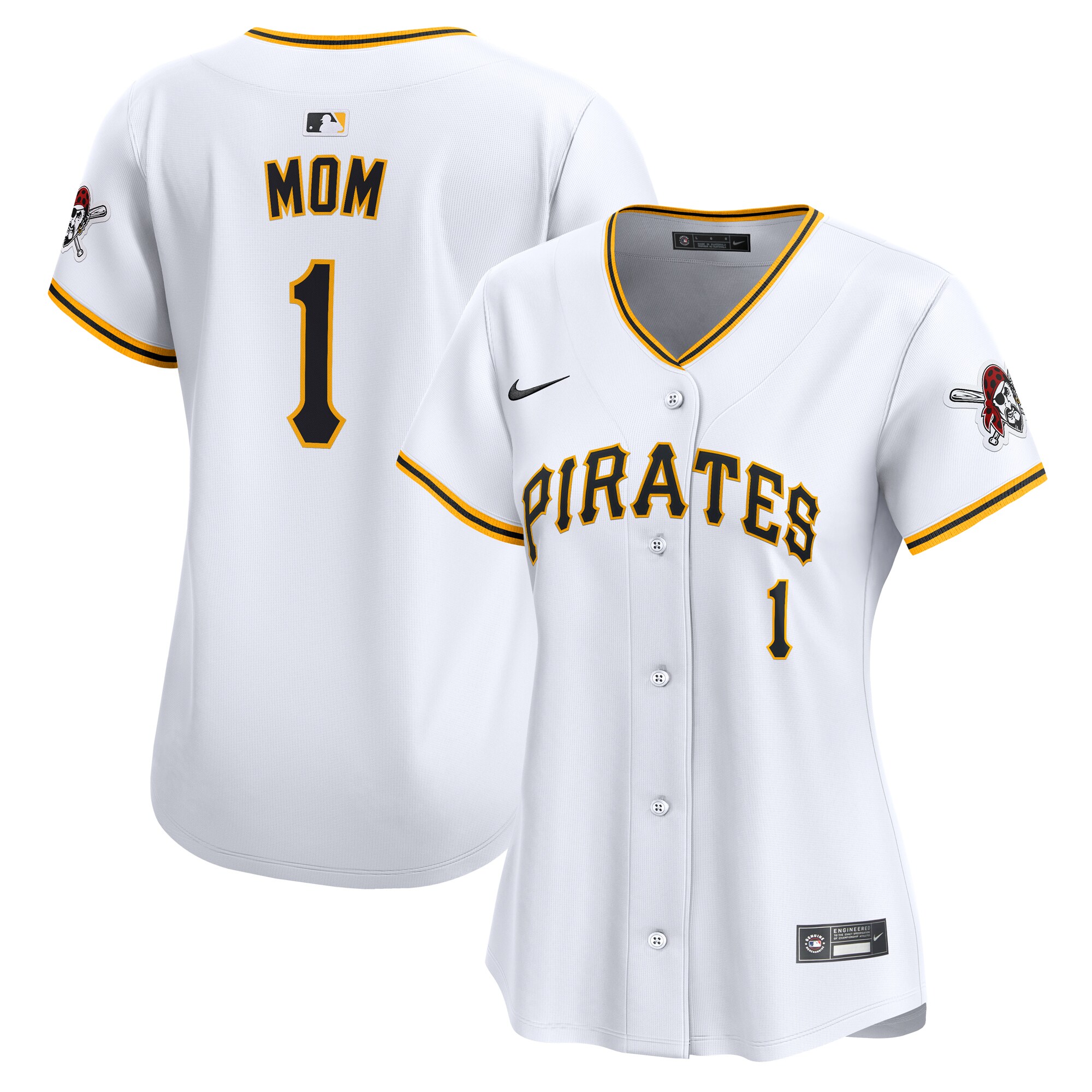 Pittsburgh Pirates White #1 Mom Home Limited MLB Jersey Women's