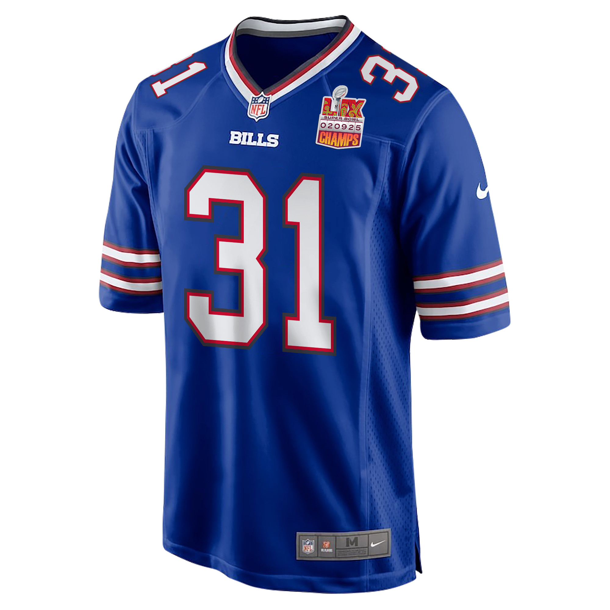 Rasul Douglas 31 Buffalo Bills Super Bowl LIX Champions Patch Game Royal NFL Jersey Men's