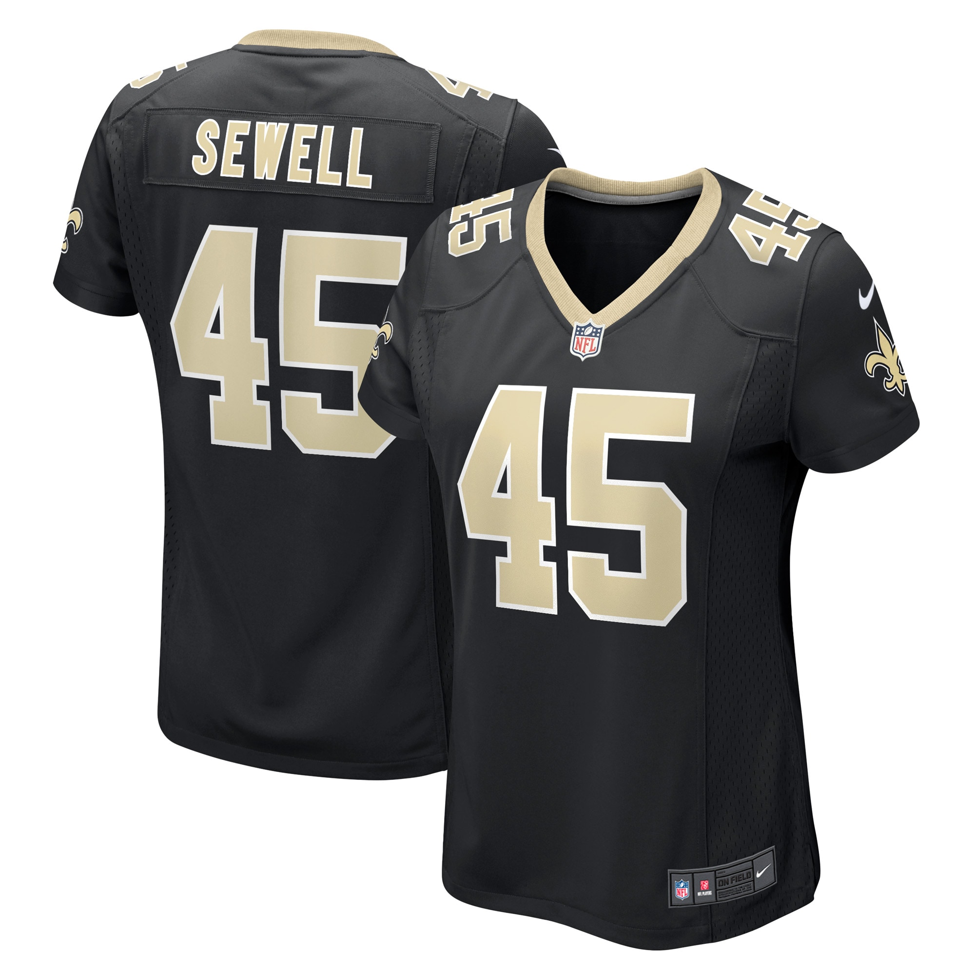 New Orleans Saints Nephi Sewell Black Game Player NFL Jersey Women's