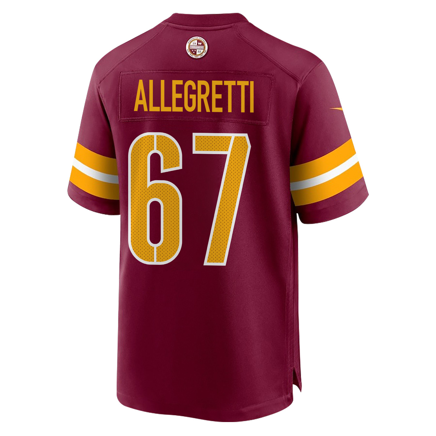 Nick Allegretti 67 Washington Commanders Super Bowl LIX Champions Patch New Orleans A Symphony of Sport' EMBROIDERED Game Burgundy NFL Jersey Men's
