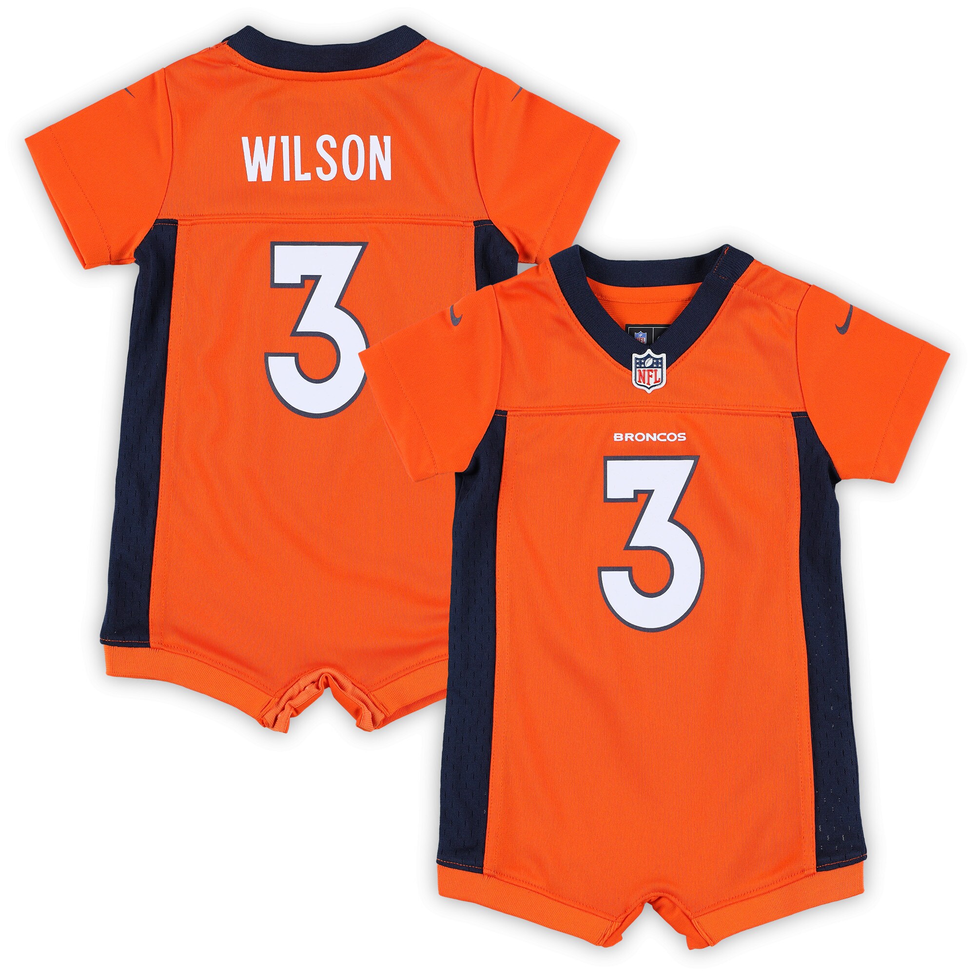 Newborn Infant Denver Broncos Russell Wilson Orange Game Romper NFL Jersey Men's