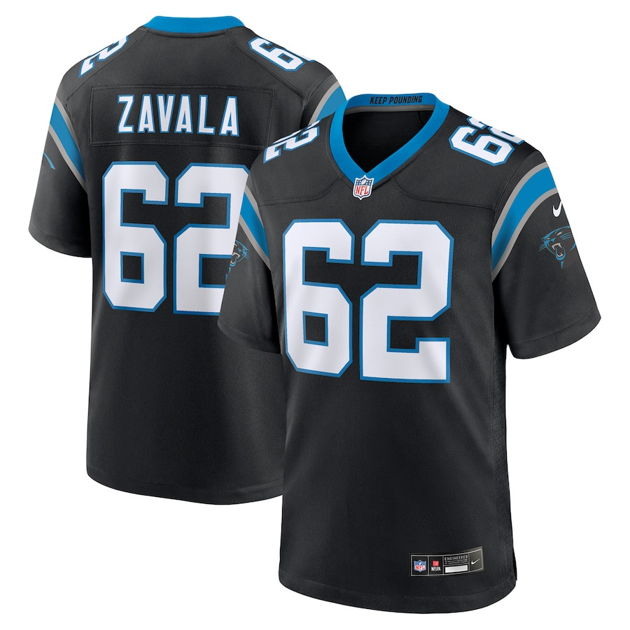 Chandler Zavala 62 Carolina Panthers Game Black NFL Jersey Men's
