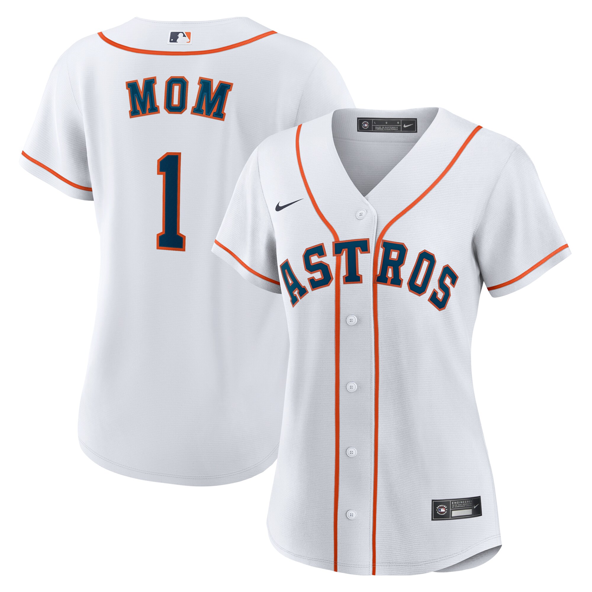 Houston Astros White #1 Mom Home MLB Jersey Women's