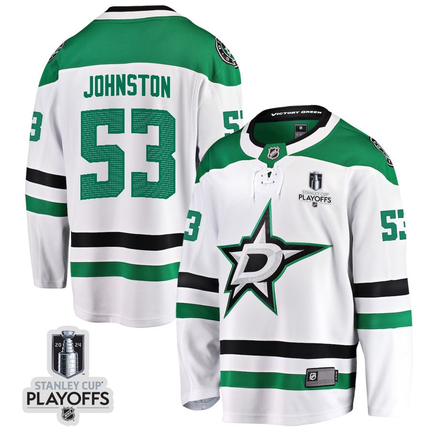 Wyatt Johnston 53 Dallas Stars 2024 Playoffs Patch Away Breakaway Men NHL Jersey Men's