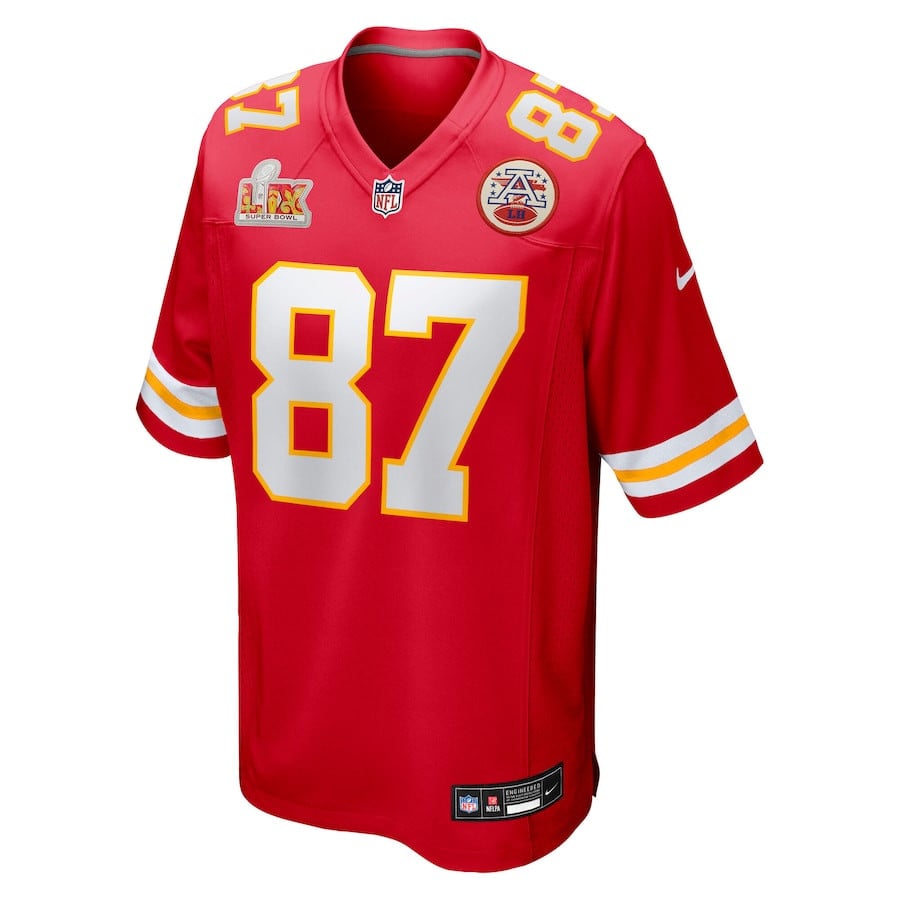Travis Kelce 87 Kansas City Chiefs Super Bowl LIX Game Red NFL Jersey Men's
