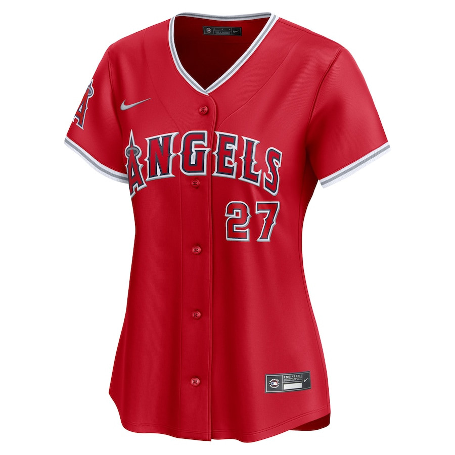 Mike Trout 27 Los Angeles Angels Alternate Limited Red MLB Jersey Women's