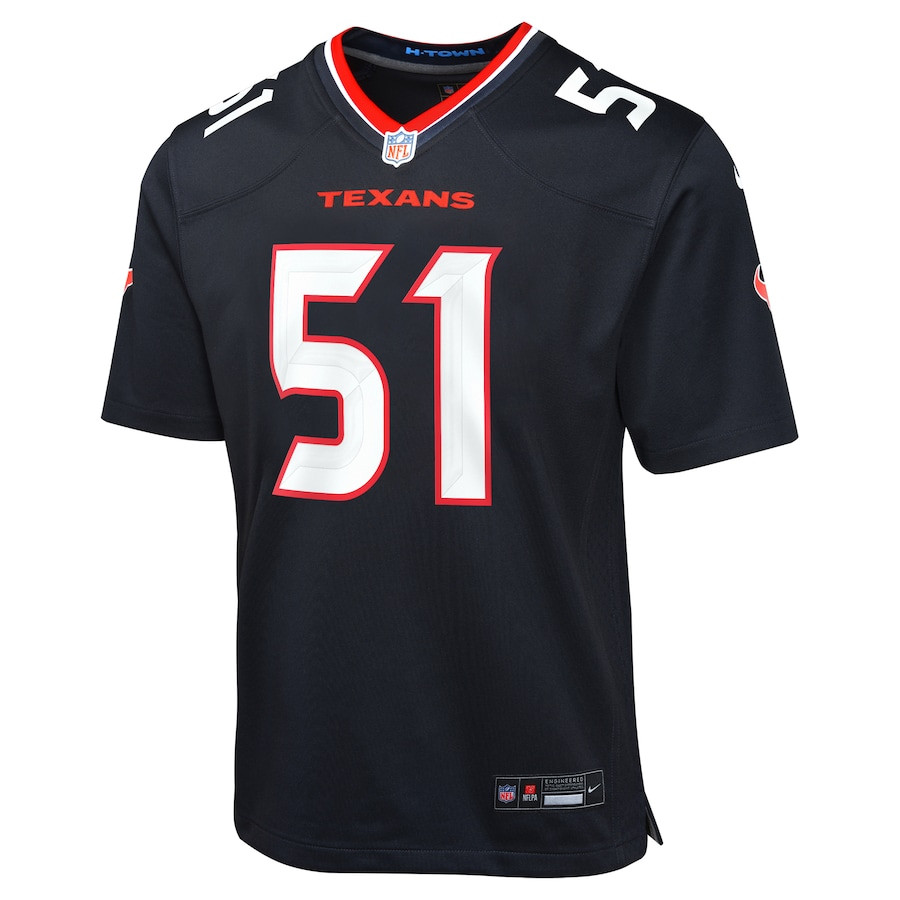 Will Anderson Jr. 51 Houston Texans Game Navy NFL Jersey Youth