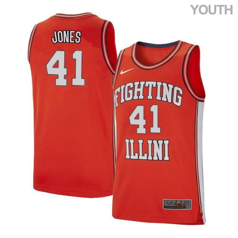 41 Clayton Jones Orange Retro Elite Illinois Fighting Illini NCAA Jersey Youth
