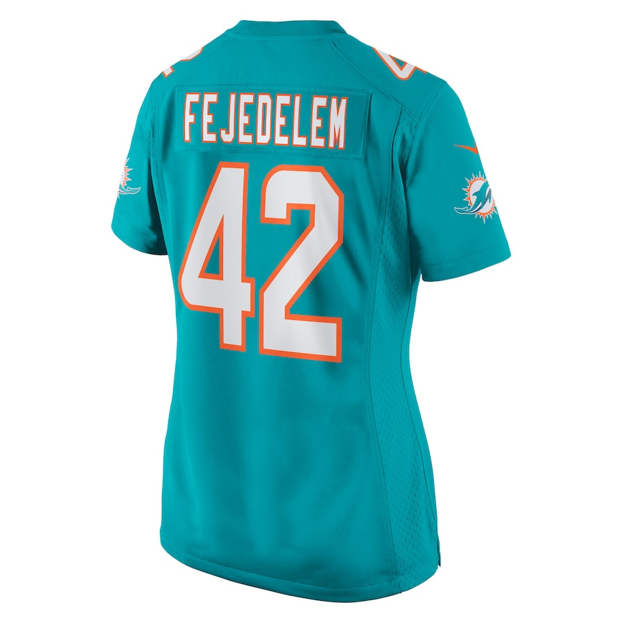 Clayton Fejedelem 42 Miami Dolphins Game Aqua NFL Jersey Women's