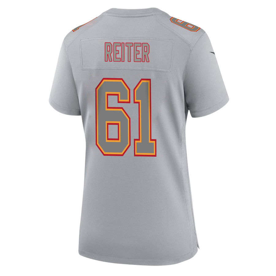 Austin Reiter 61 Kansas City Chiefs Super Bowl LVIII Champions 4X Atmosphere Fashion Game Gray NFL Jersey Women's