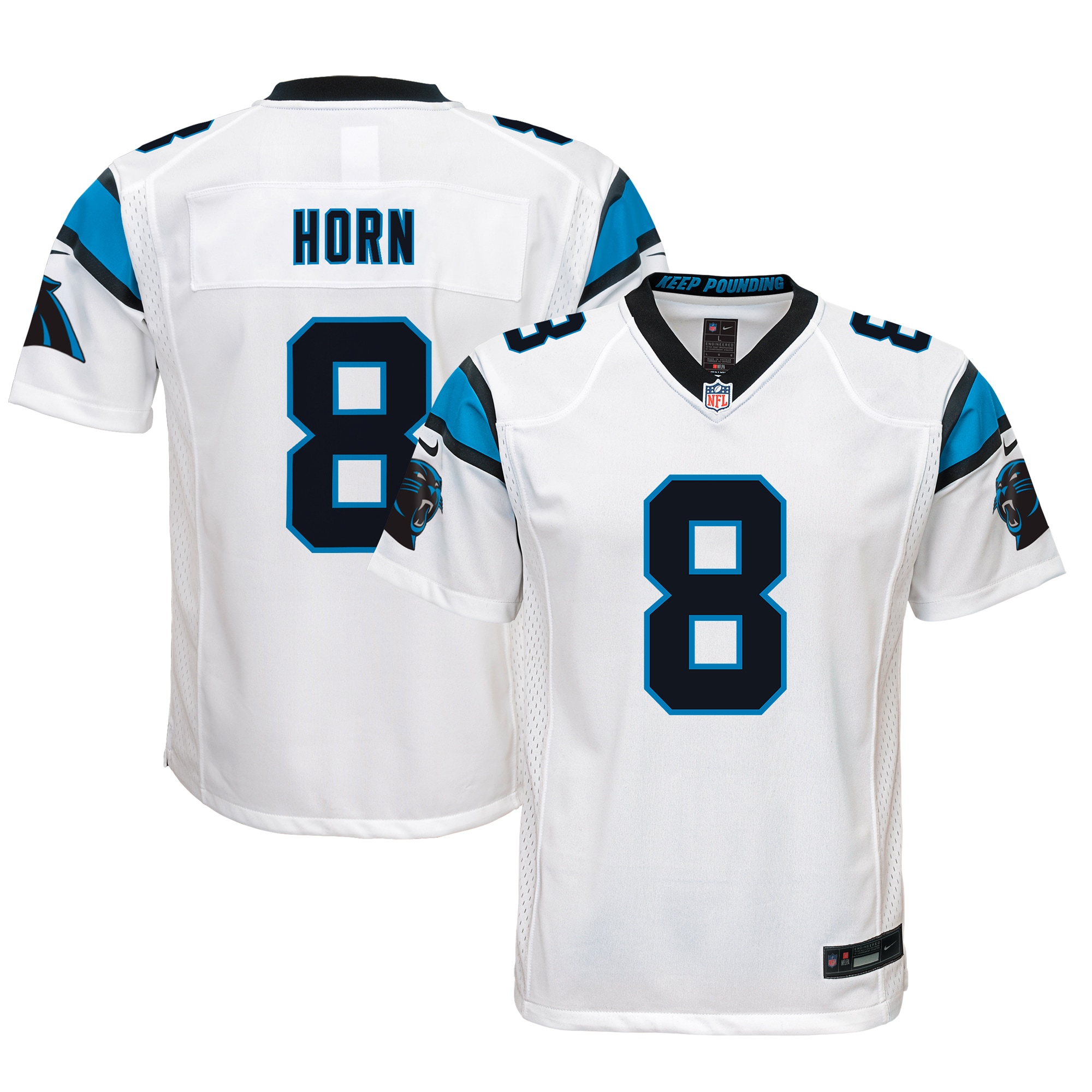 Carolina Panthers Jaycee Horn White Game NFL Jersey Youth