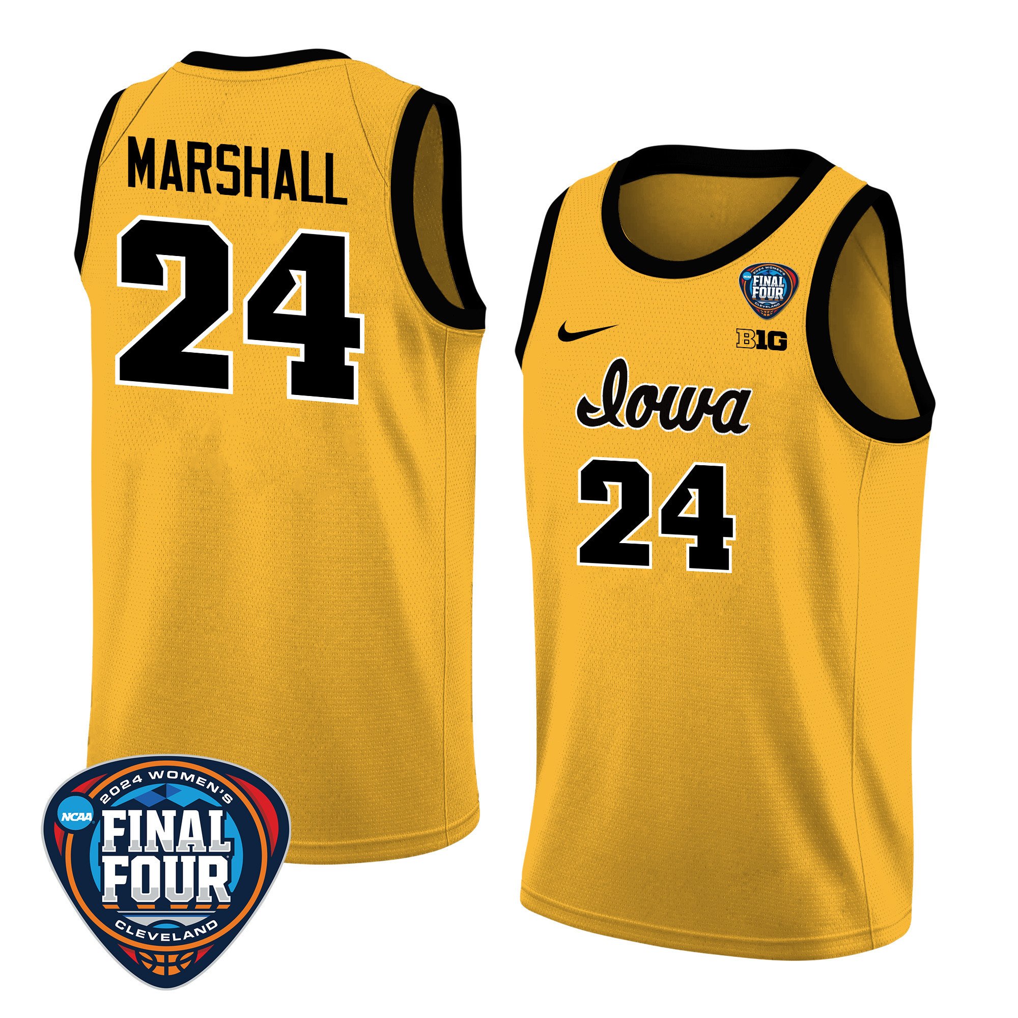 Gabbie Marshall 24 Iowa Hawkeyes 2024 Final Four Patch Unisex NCAA Jersey Unisex