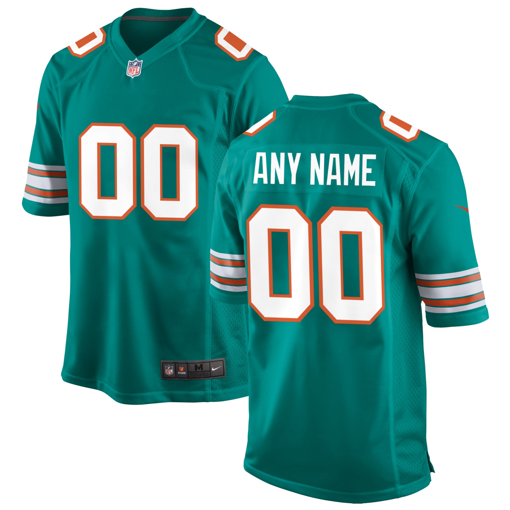 Miami Dolphins Aqua Alternate Custom Game NFL Jersey Men's
