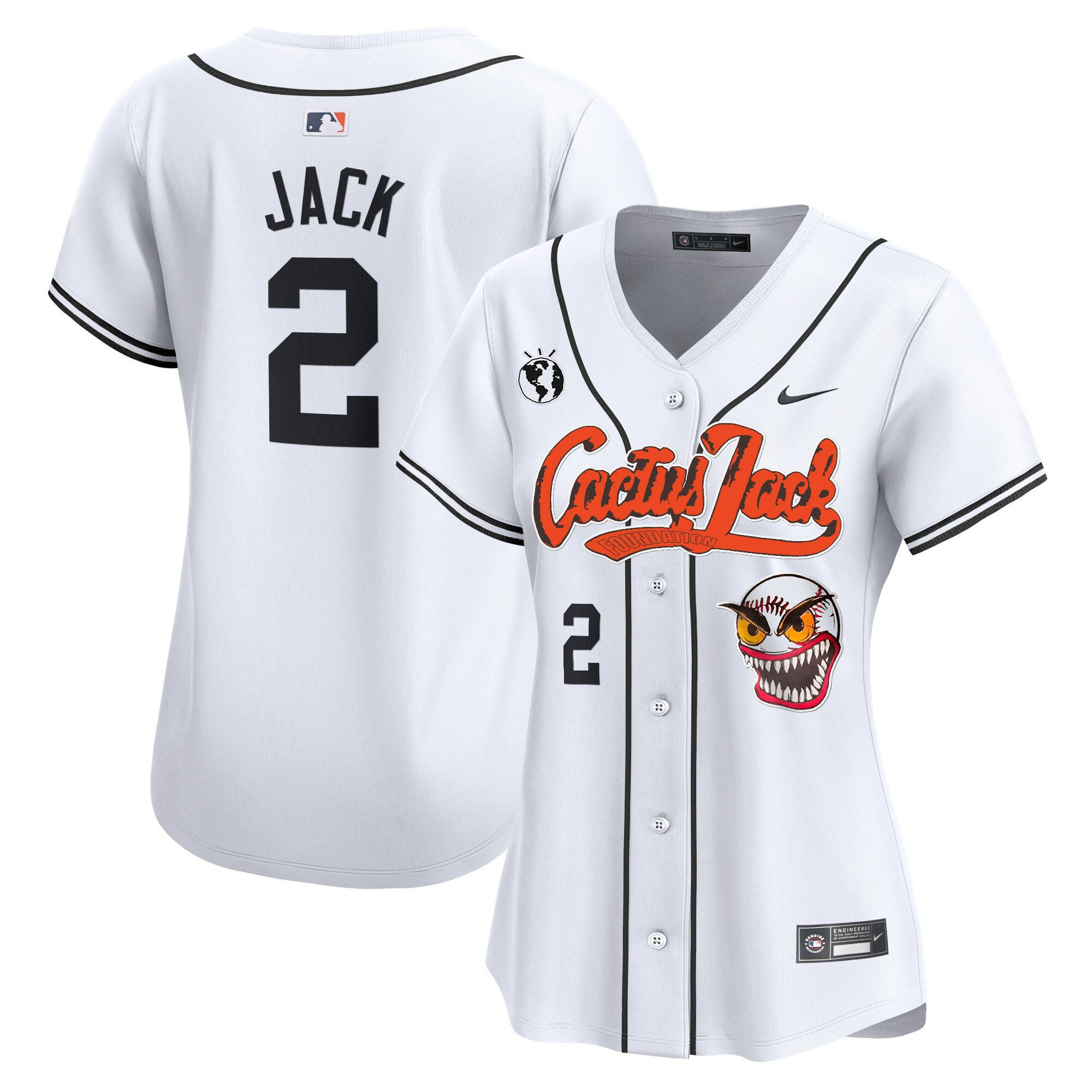 Jack 2 Houston Astros Cactus Jack Patch White MLB Jersey Women's