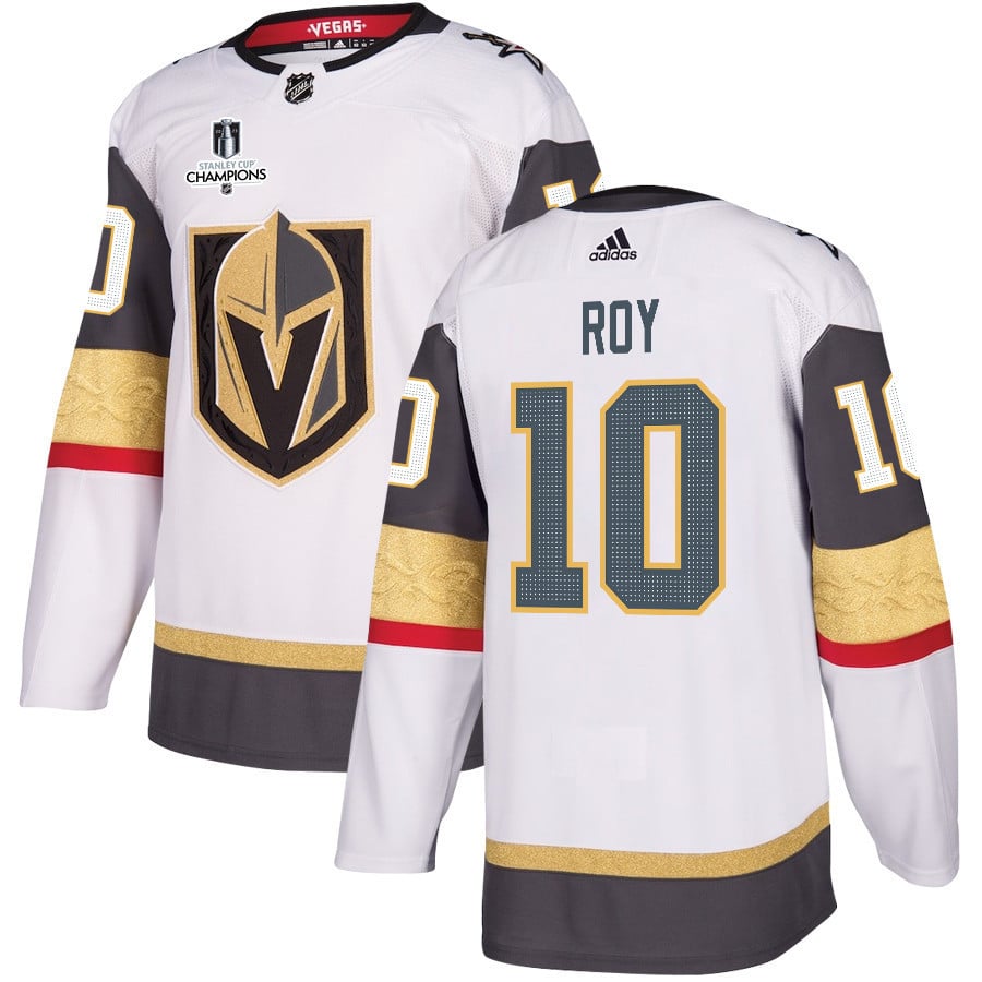 Nicolas Roy 10 Vegas Golden Knights Stanley Cup 2023 Champions Patch Away Breakaway White NHL Jersey Men's