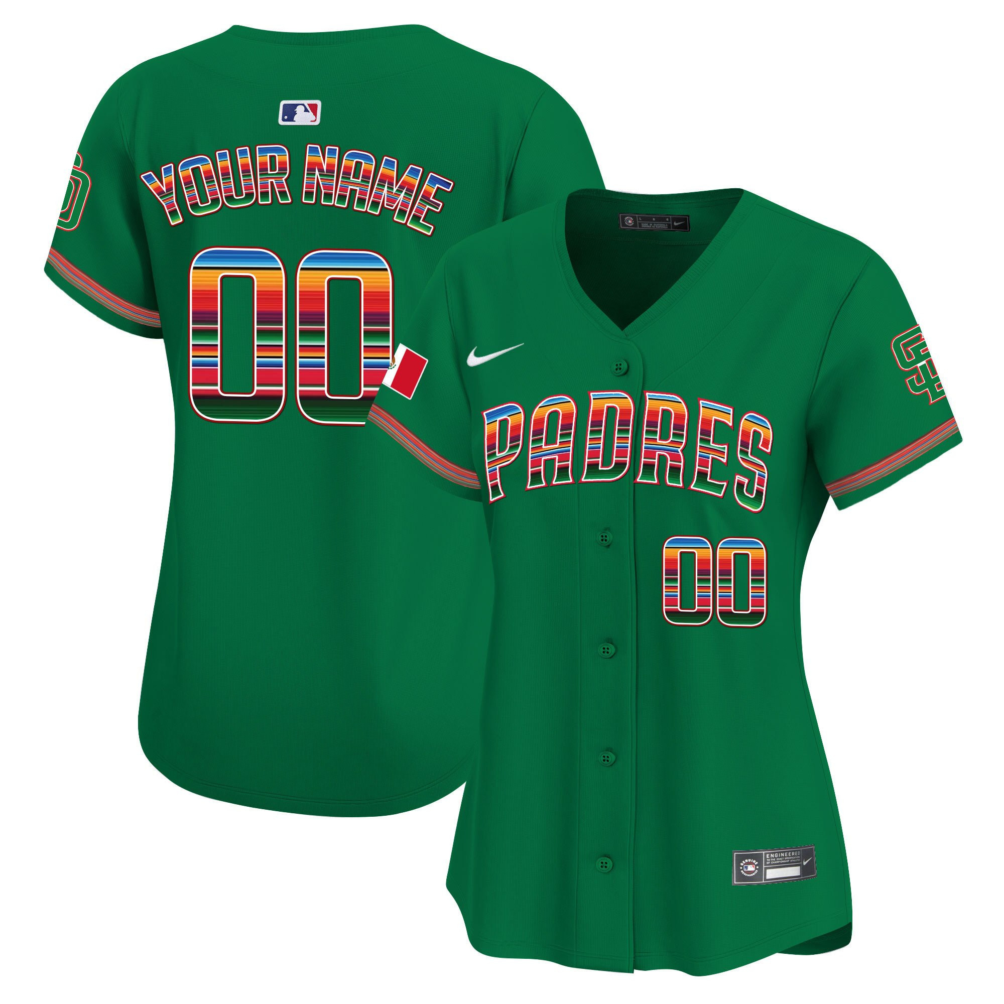 San Diego Padres Mexico Custom Green MLB Jersey Women's