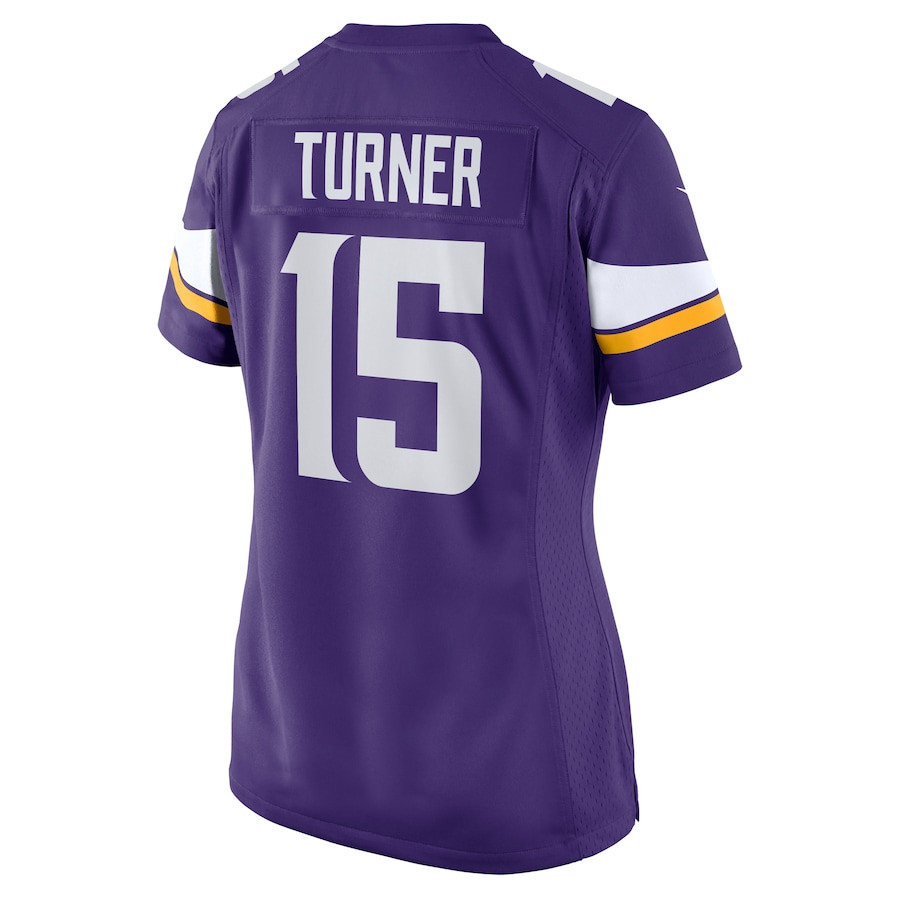 Dallas Turner 15 Minnesota Vikings Game Purple NFL Jersey Women's