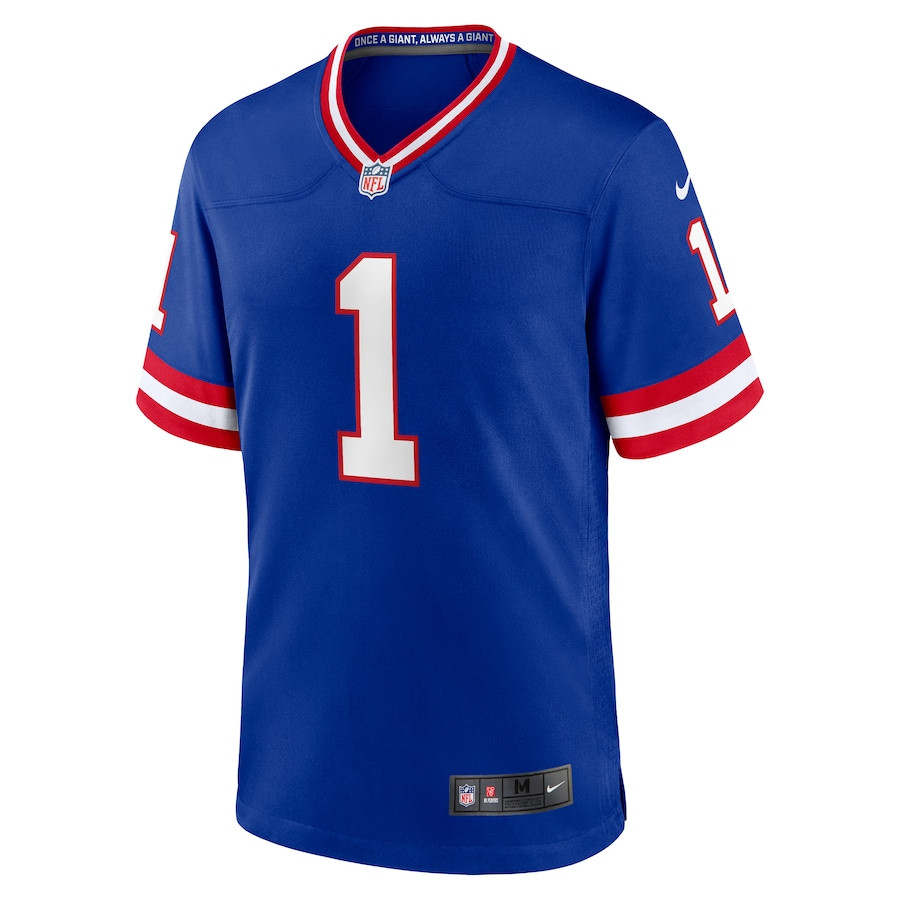 Malik Nabers 1 New York Giants 2nd Alternate 2024 Draft Game Royal NFL Jersey Men's