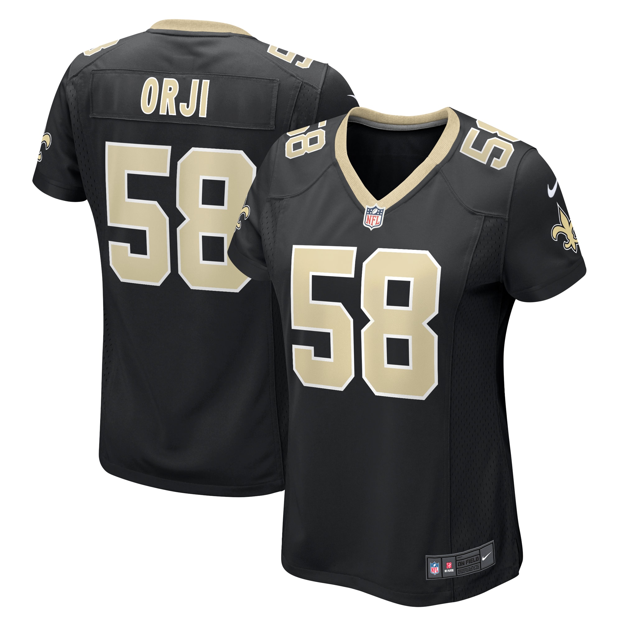 New Orleans Saints Anfernee Orji Black Team Game NFL Jersey Women's