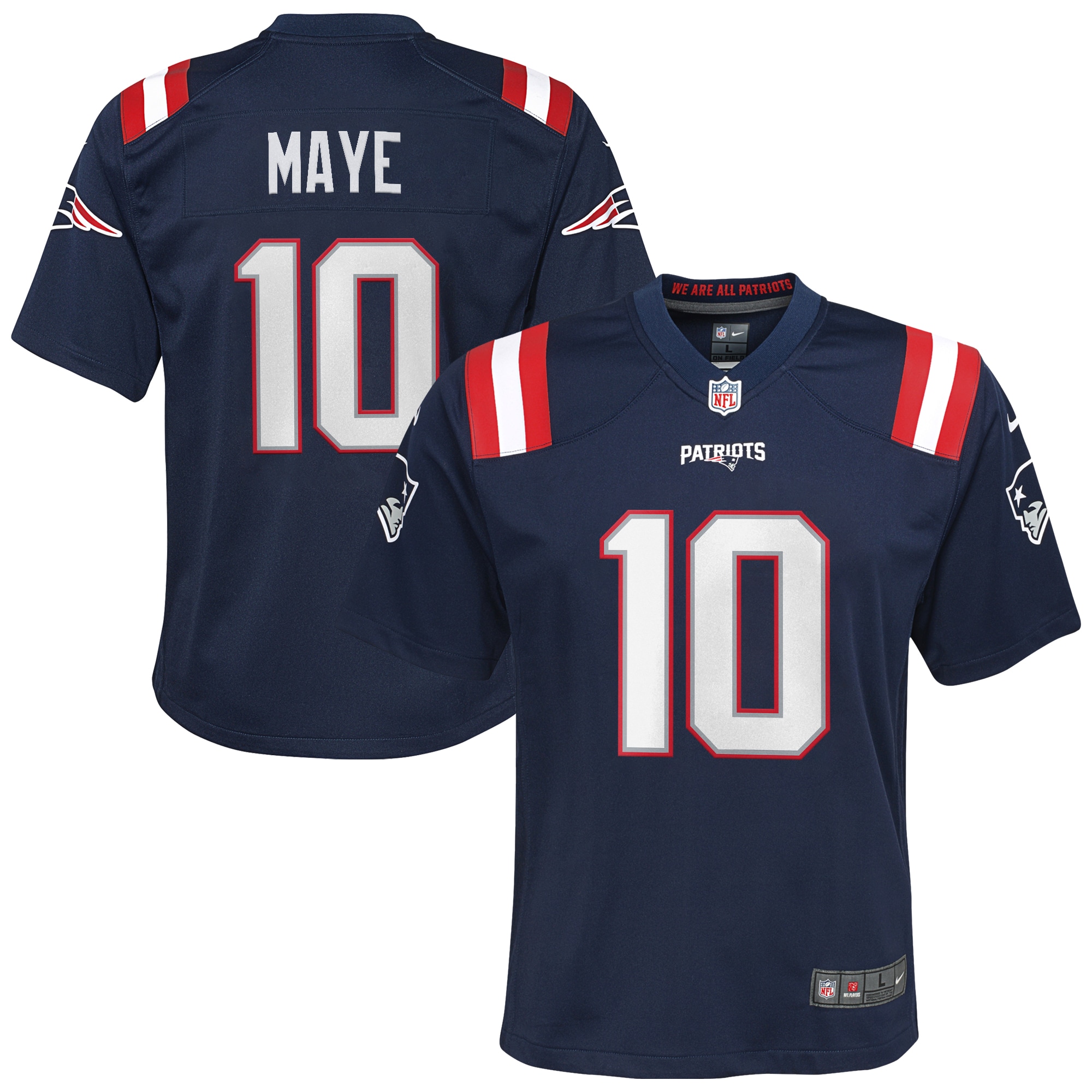 New England Patriots Drake Maye Navy Player Game NFL Jersey Youth