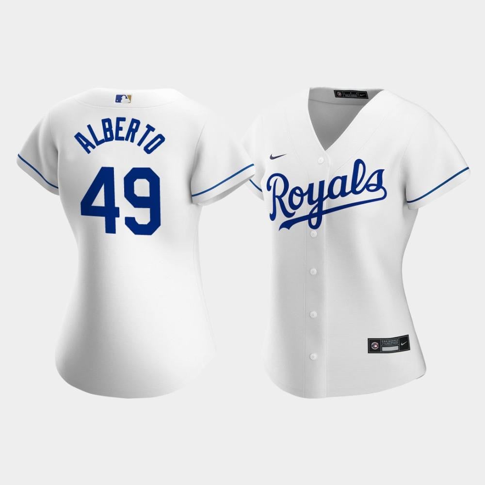 Kansas City Royals Hanser Alberto 49 White Home Player MLB Jersey Women's