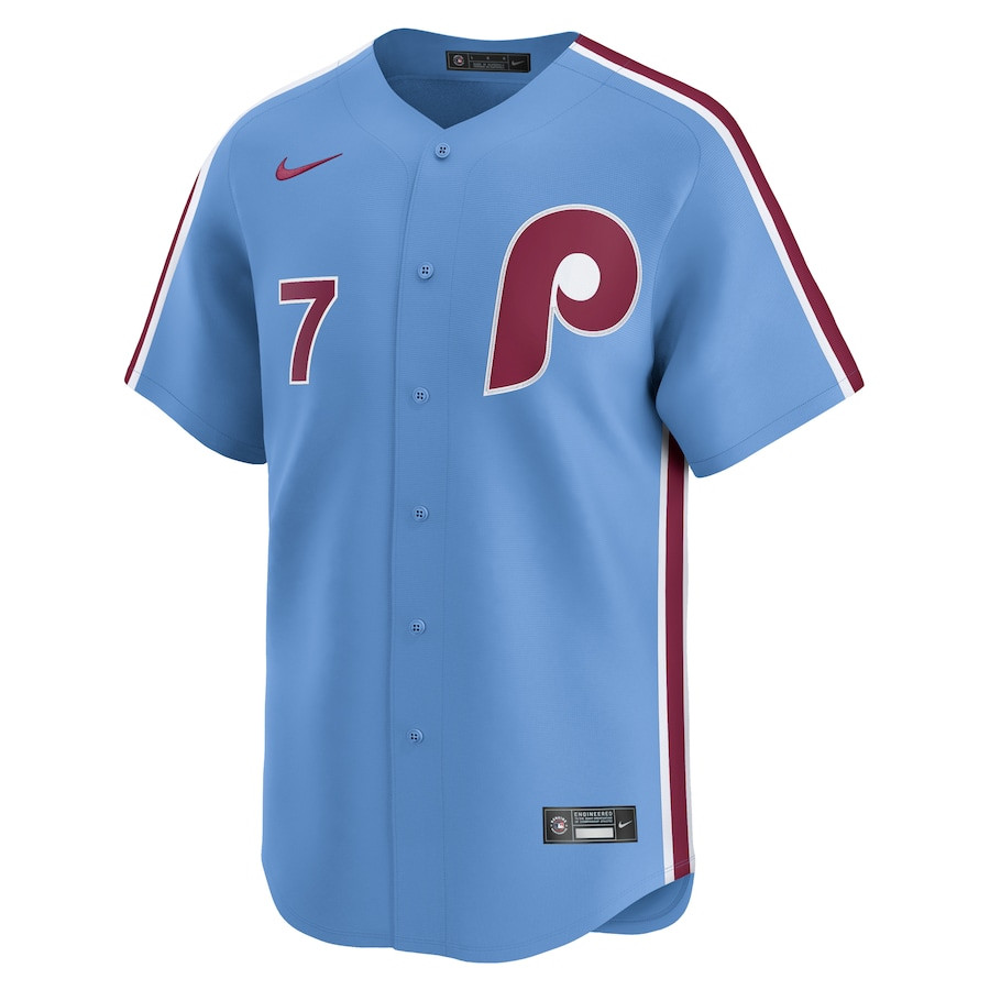 Trea Turner 7 Philadelphia Phillies Alternate Limited Light Blue MLB Jersey Men's