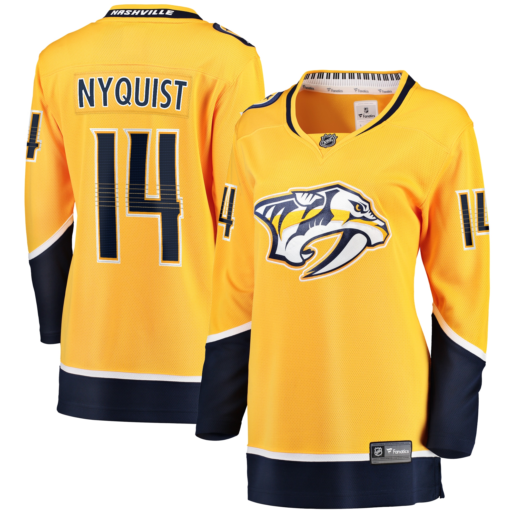 Nashville Predators Gustav Nyquist Gold Home Breakaway Player NHL Jersey Women's