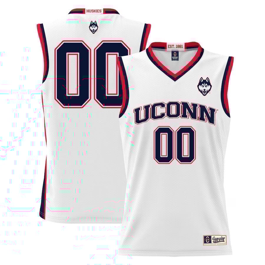Custom 00 UConn Huskies White NCAA Jersey Men's
