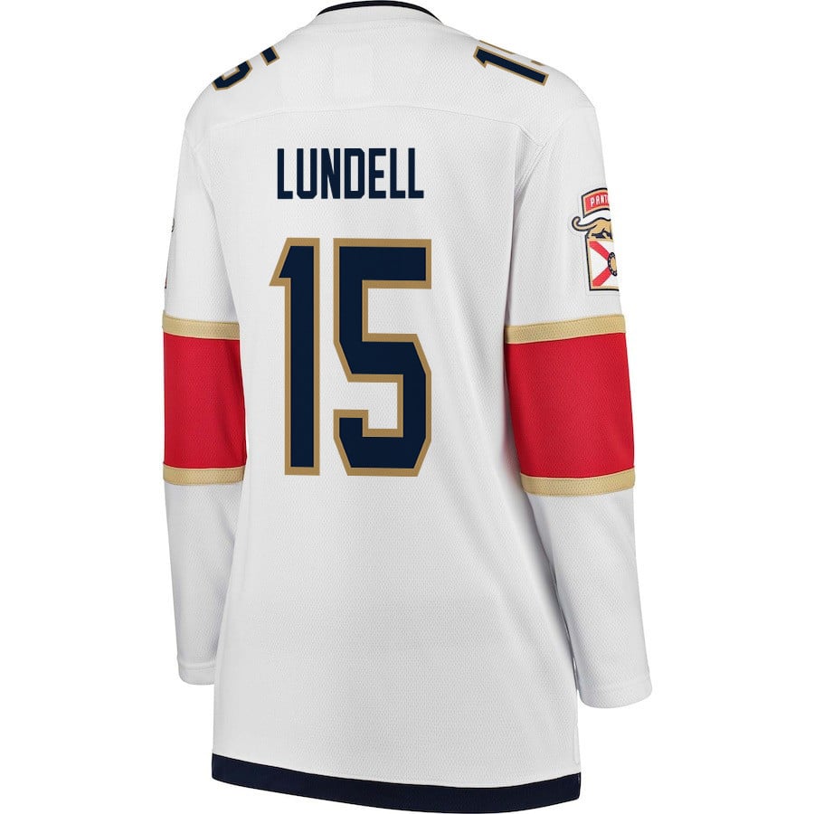 Anton Lundell 15 Florida Panthers 2024 STANLEY CUP Final Away Breakaway White NHL Jersey Women's