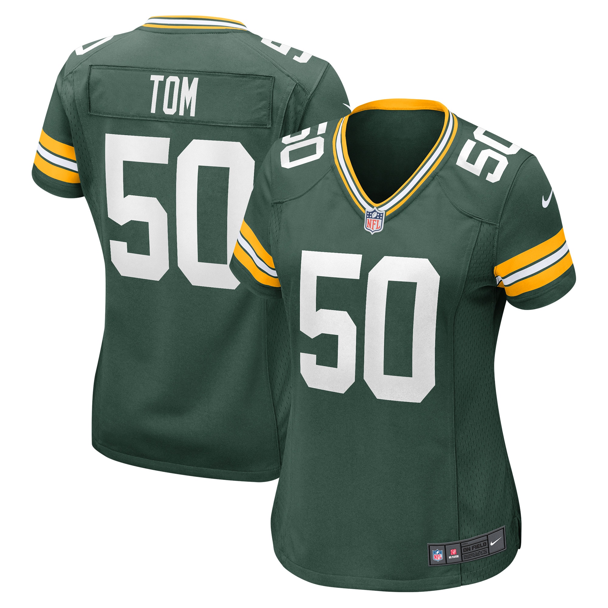 Green Bay Packers Zach Tom Green Player Game NFL Jersey Women's