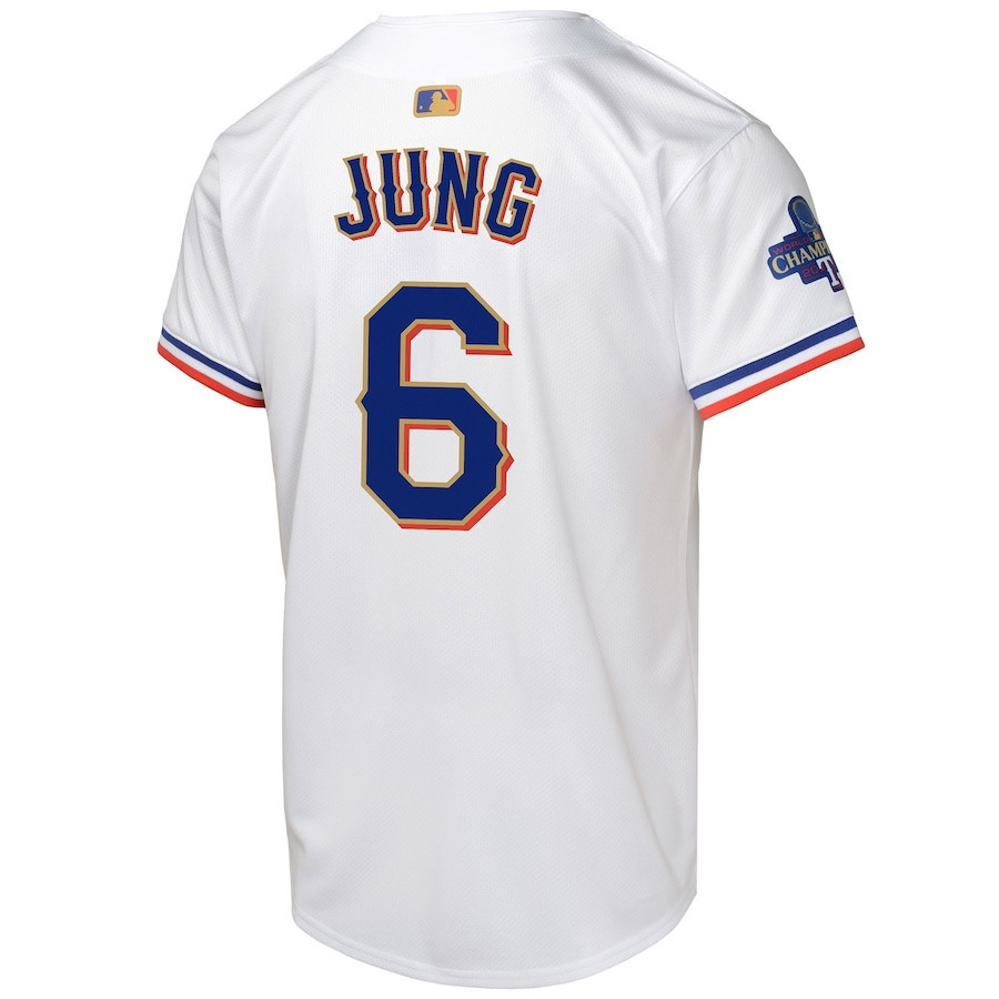 Josh Jung 6 Texas Rangers 2024 Gold Collection Limited White MLB Jersey Youth