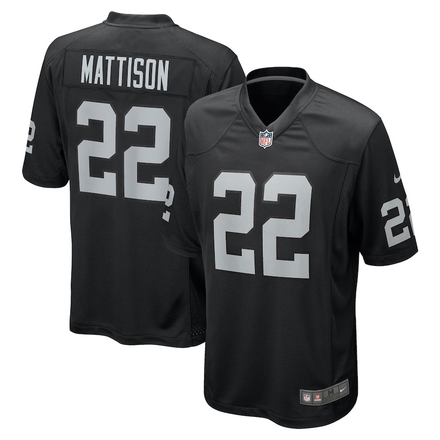Alexander Mattison 22 Las Vegas Raiders Team Game Black NFL Jersey Men's
