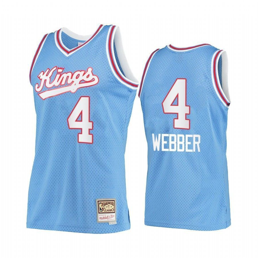 Chris Webber 4 Sacramento Kings Blue Hardwood Classics NBA Jersey Men's