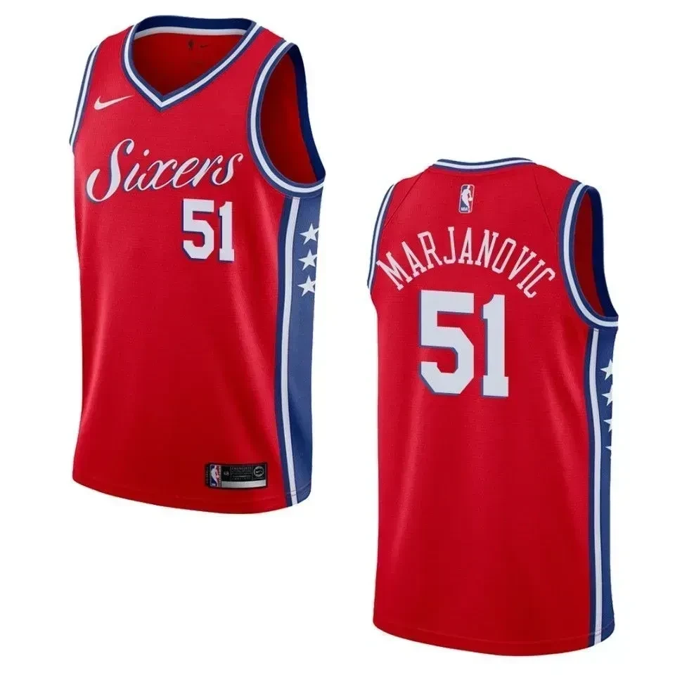 Philadelphia 76ers 51 Boban Marjanovic Statement Swingman Red NBA Jersey Men's