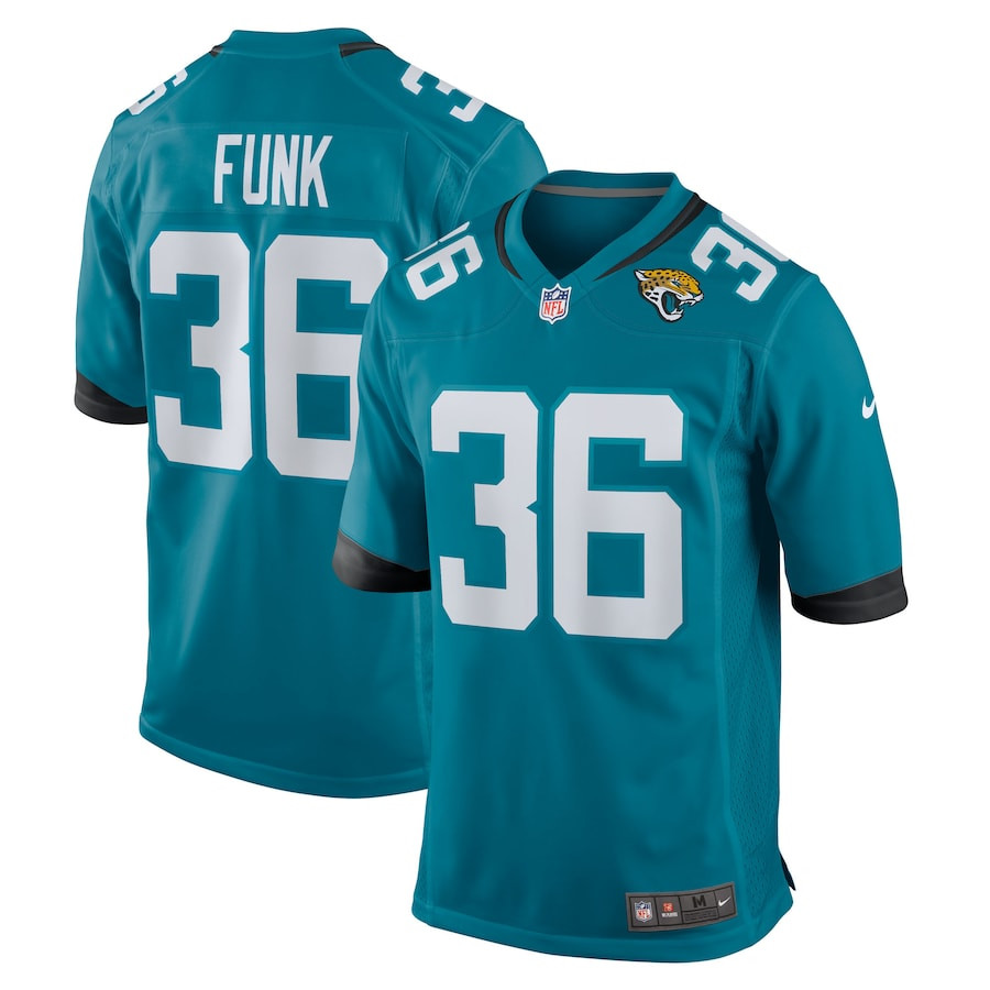 Jake Funk 36 Jacksonville Jaguars Team Game Teal NFL Jersey Men's